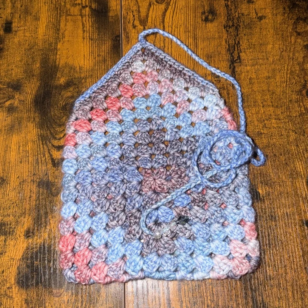 Multicolor Crochet Pouch for kindle or E-reader or small book